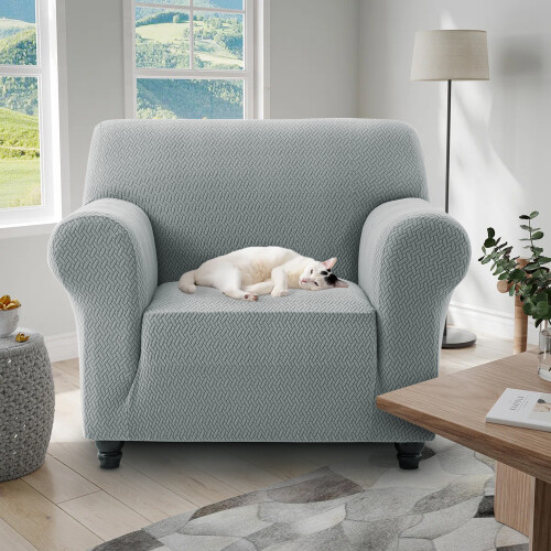 (Grey Spandex, 1 Seater Sofa Cover) Reversible Quilted Waterproof Sofa Cover Recliner Chair & Pet Cover