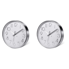 Modern Silent Wall Clock for Home Office Kitchen (25cm, Silver)