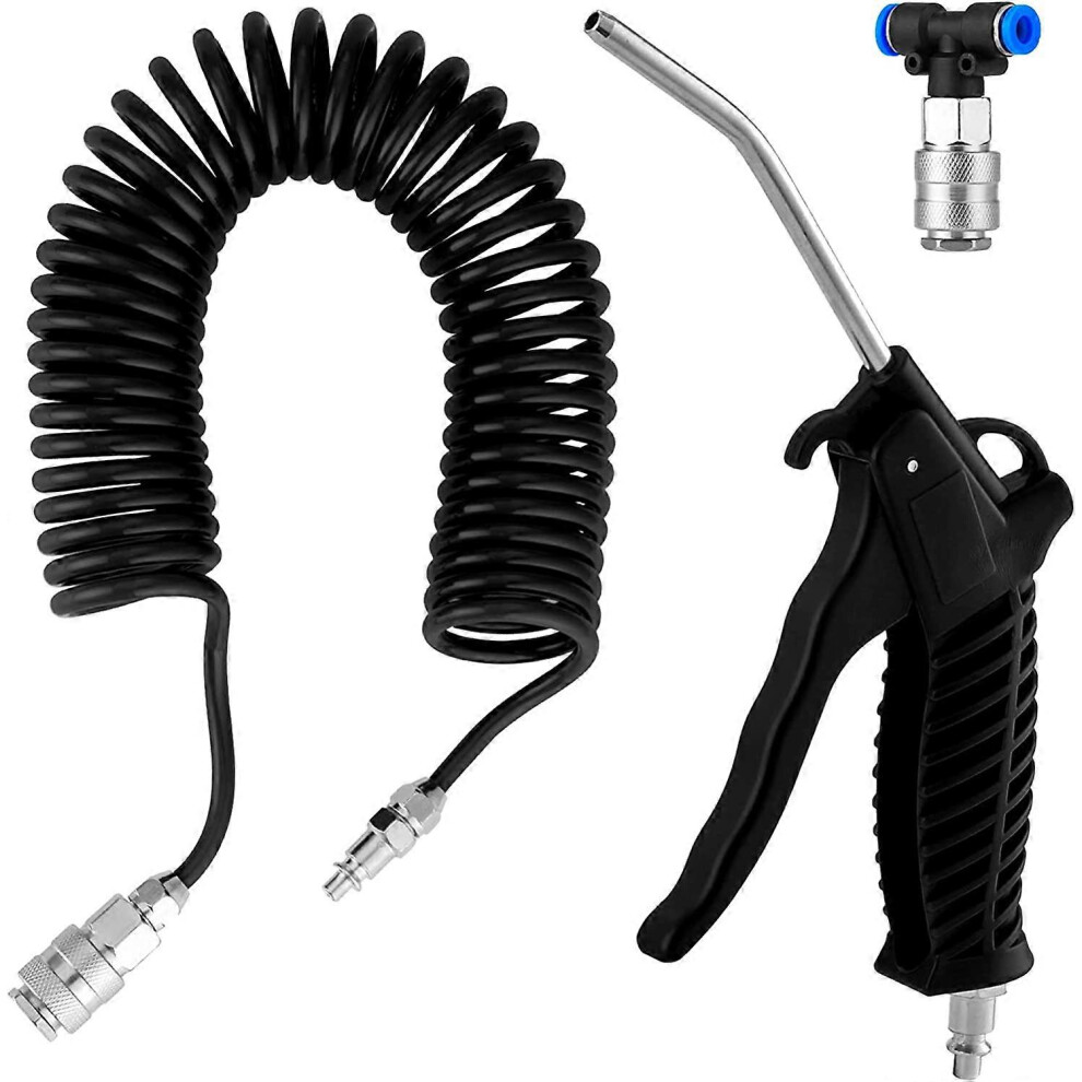 (As Show, One Size) 5M Air Blow Gun, Compressed Air Spiral Hose, Truck Flexible Hose For Cleaning Dust Plugeuropean Auto Parts For Small Dust Guns4 * 4704245220204