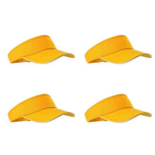 (As show, One size) 4Pcs Adjustable Unisex Men Women Plain Sun Visor Sport Golf Tennis Breathable Cap Hat yellow