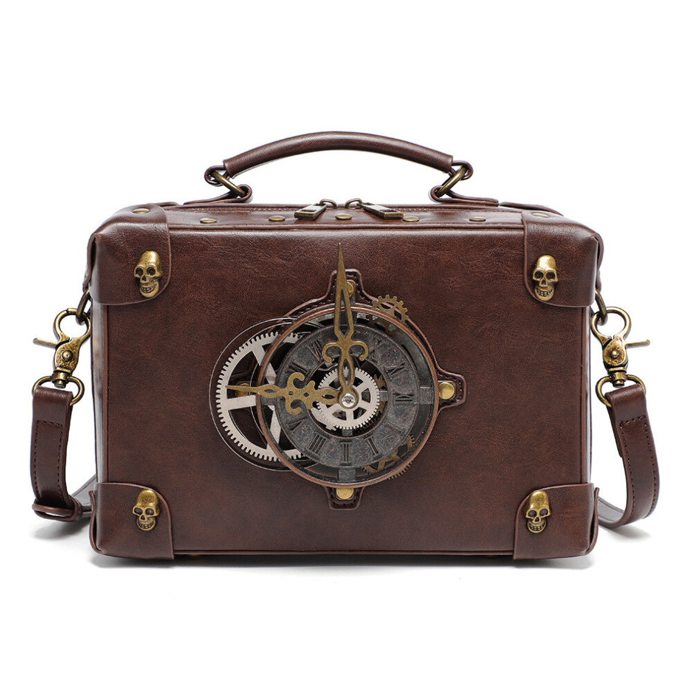 Gothic PU Leather Crossbody Bag – Retro Punk Industrial Shoulder Purse for Women