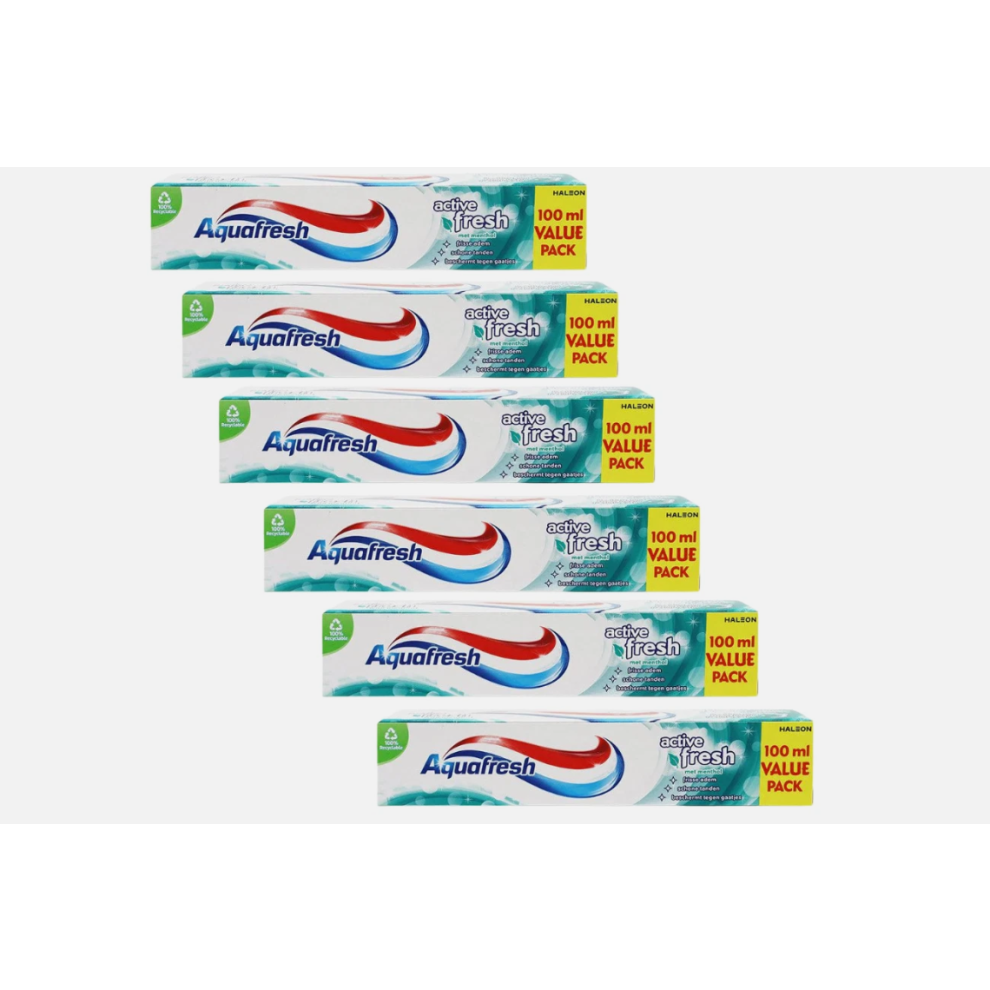 Aquafresh Triple Protection Fresh And Minty Toothpaste Pump, 100 Ml, Pack Of 6