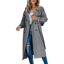 (M,grey)women s autumn and winter windbreaker coat