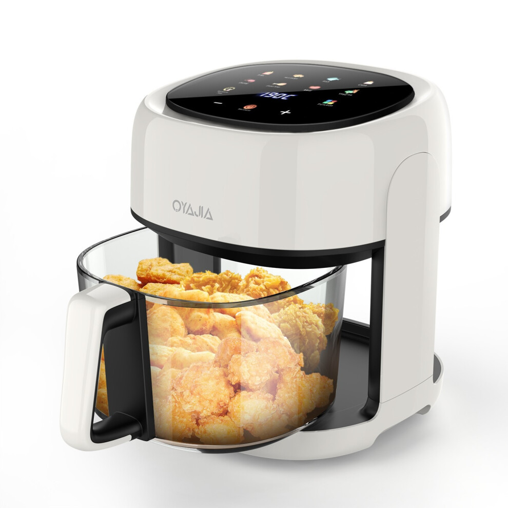 Oyajia 5L Digital Air Fryer Large Transparent Multifunction Oven Cooker 1200W Oil Free White
