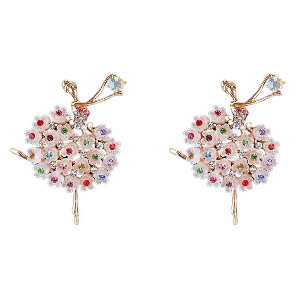 Broche de luxe en cristal, ballerines, fleur colorée, alliage plaqué, pour femmes