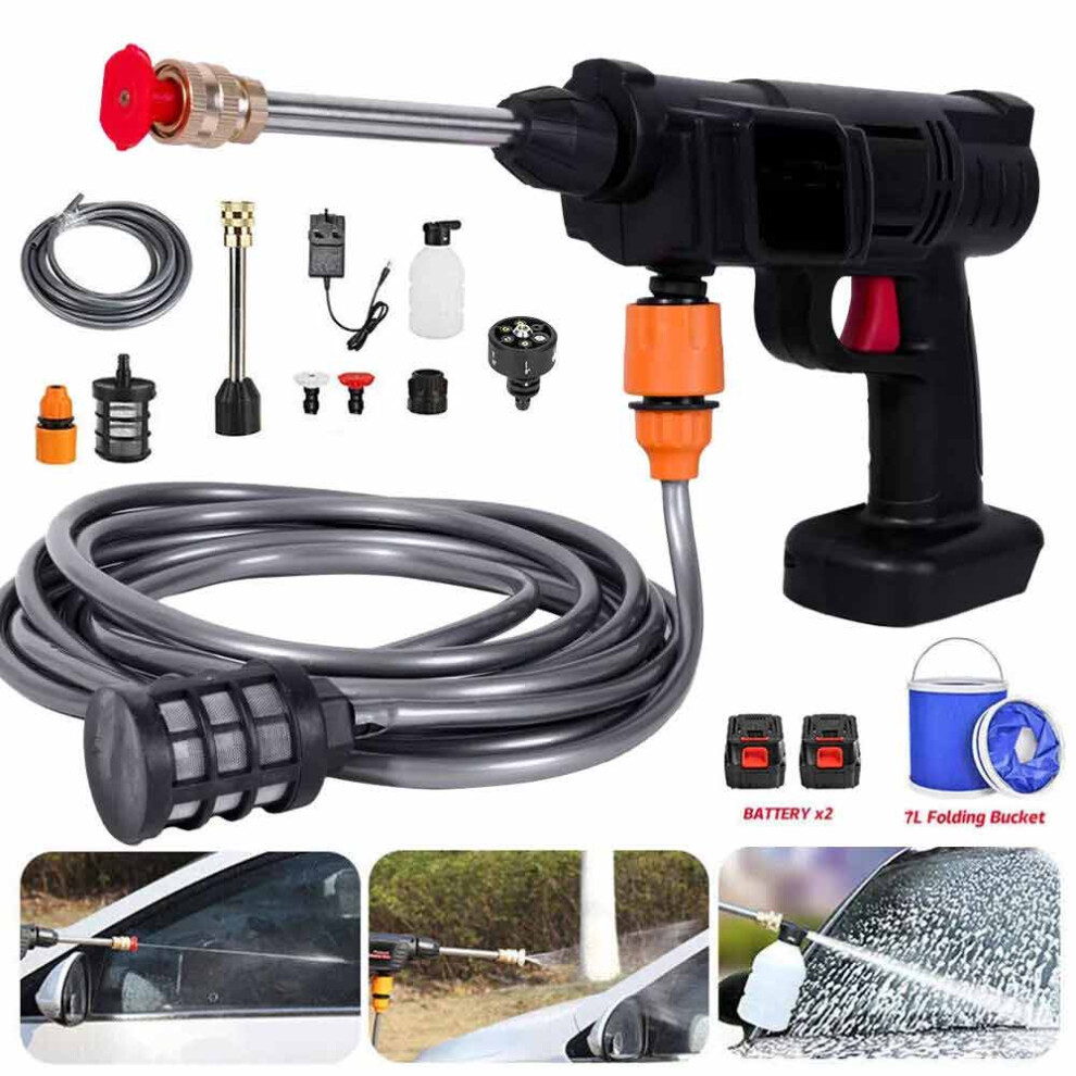 2 Battery Cordless Car High Pressure Water Wash Cleaner Gun Washer Jet