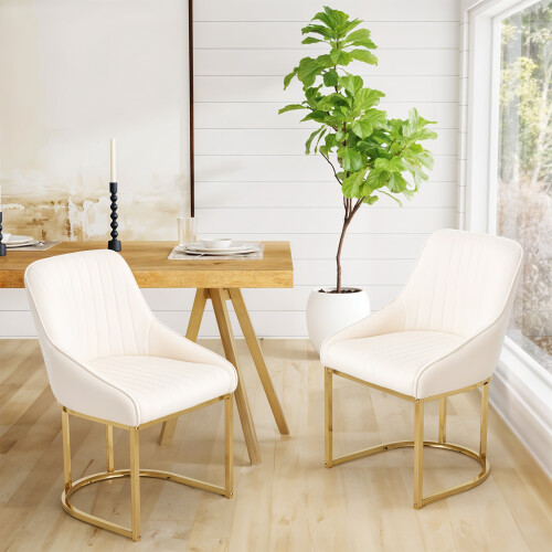 Living And Home (White) Set of 2 Upholstered Dining Chairs 2