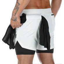 (M, White) Men s quick-drying fitness shorts for summer