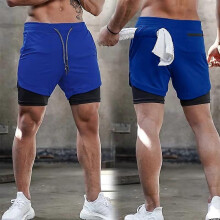 (M, blue) Men s quick-drying fitness shorts for summer