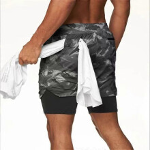 (M, Graffiti gray camouflage) Men s quick-drying fitness shorts for summer