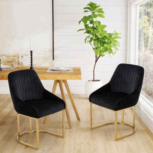 Living And Home (Black) Set of 2 Upholstered Dining Chairs 2
