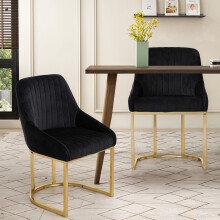 (Black) Set of 2 Upholstered Dining Chairs