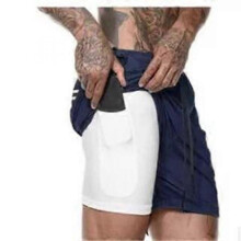 (4XL, navy blue) Men s quick-drying fitness shorts for summer