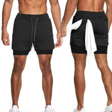 (4XL, Black black) Men s quick-drying fitness shorts for summer