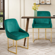 (Green) Set of 2 Upholstered Dining Chairs