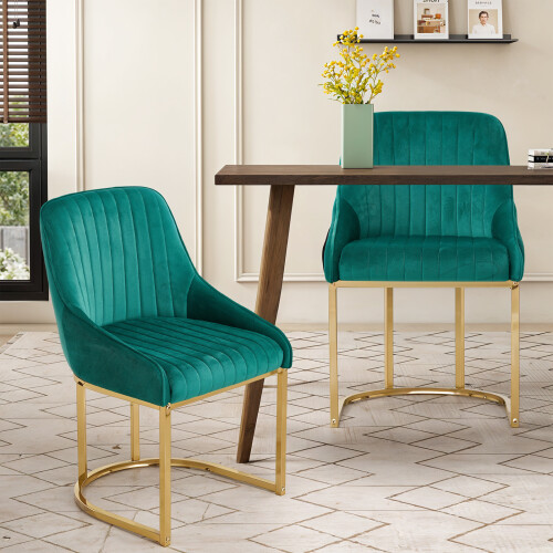 Living And Home (Green) Set of 2 Upholstered Dining Chairs