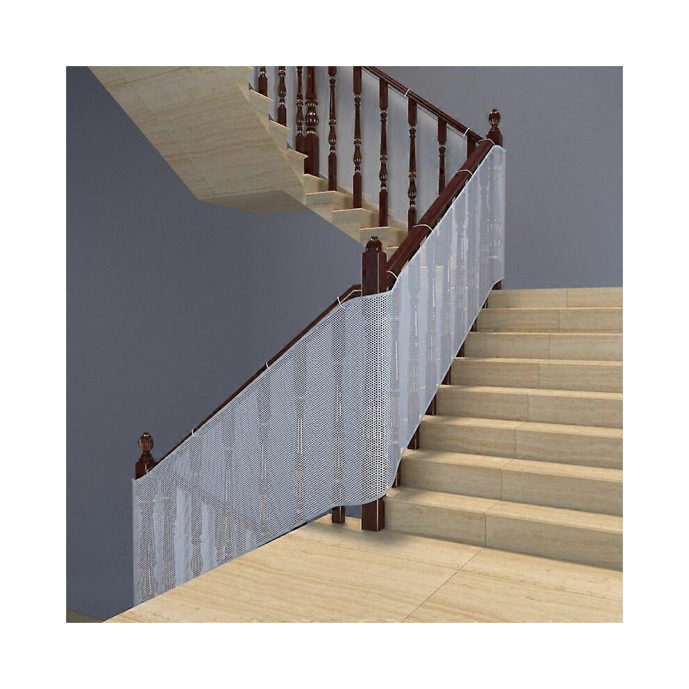 (As show, One size) Children Protective Net Stair Protective Net Safety Rope Net Balcony Protective Net White 3m*78cm