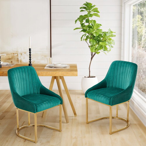 Living And Home (Green) Set of 2 Upholstered Dining Chairs 2