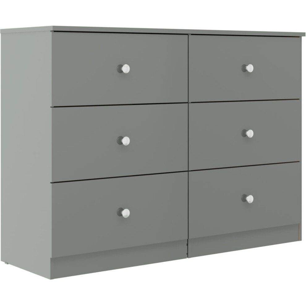 Denver 6 Drawer Chest of Drawers Grey Gloss