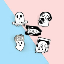 (As show, One size) 5 Pack Cute Enamel Pins Bulk Set, Funny Anime Pins for Backpacks Aesthetic, Calcifer Cartoon Buttons for Jackets, Ghost Series Brooch