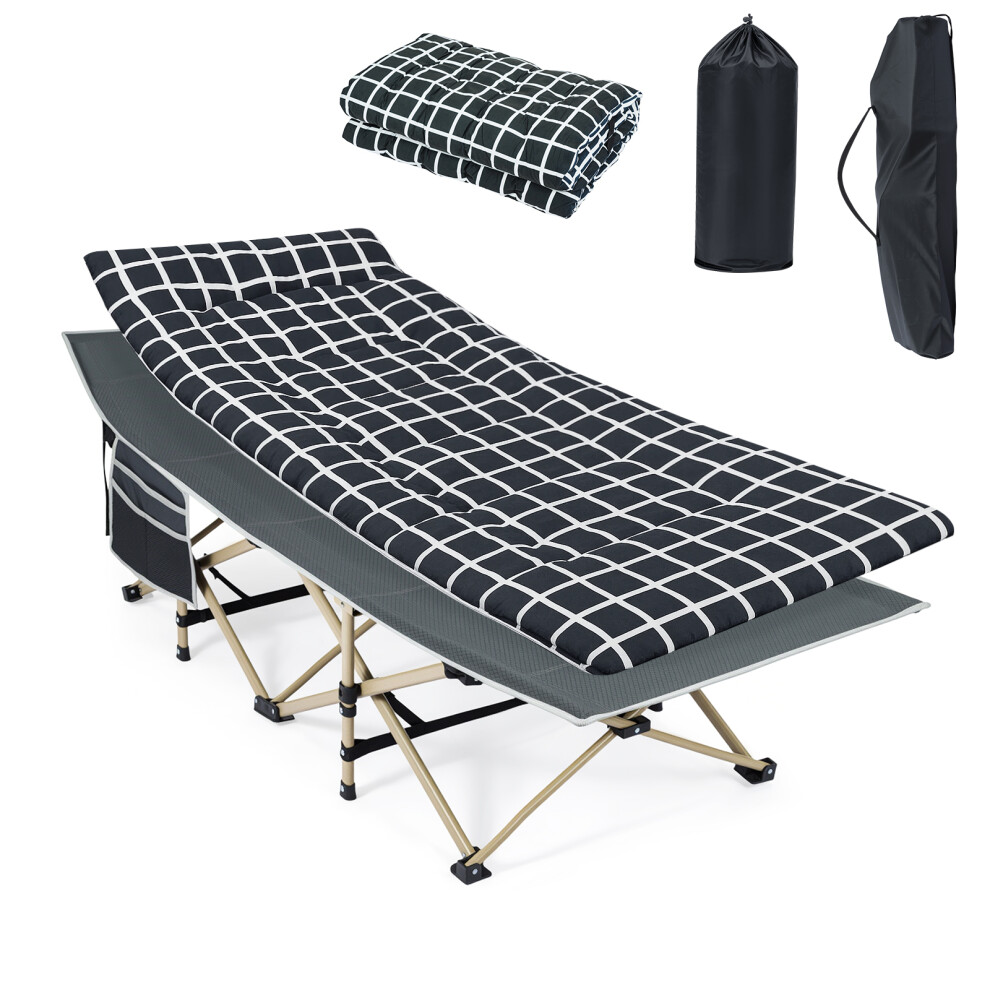Camp Beds with Thick Pad Folding Camping Cot with Carry Bag