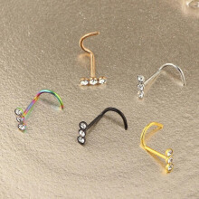 (As show, One size) Nose Rings 15 Pcs Nose Screw Rings Studs Steel Piercing Jewelry, Stainless Steel Titanium Small Jewelry Lip Ring Lip Clip Lip Nail Nail Nail Eyebrow N
