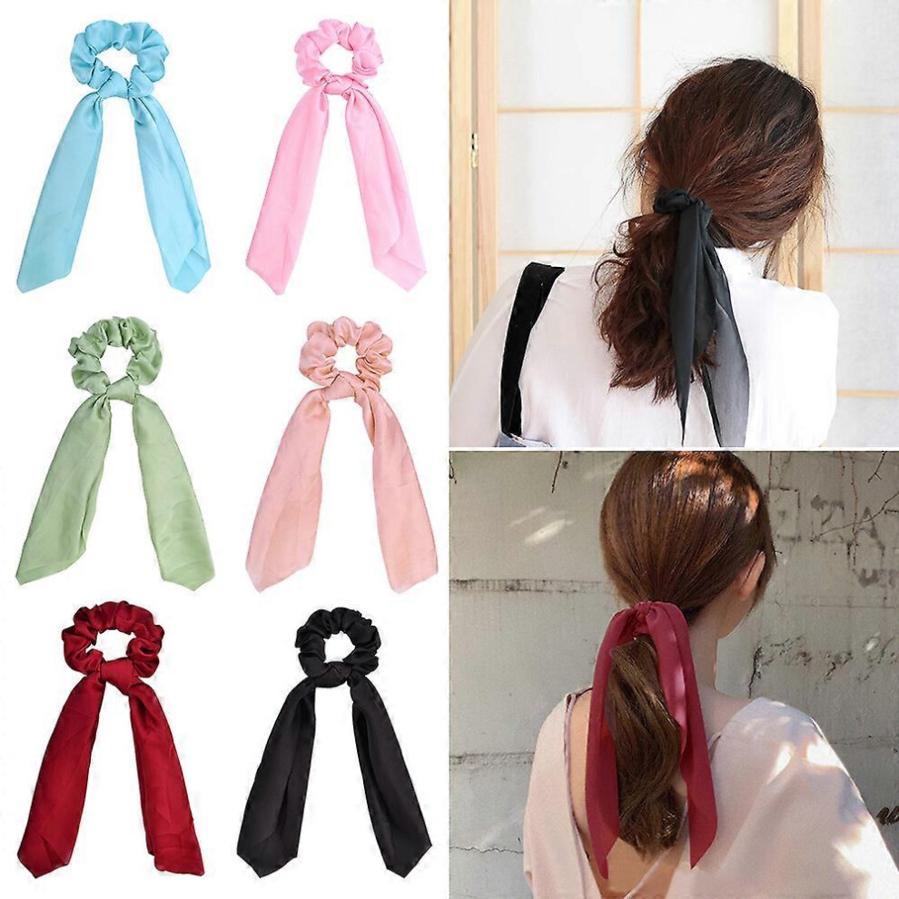 (As show, One size) 6 pices bandeau en satin de soie extensible bandeau queue de cheval bandeau vintage accessoires cheveux pour femmes filles-image-OPC-PHPC58Q-NEW