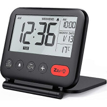 (As show, One size) Rveil de voyage Mini horloge numrique LCD portable avec calendrier rtro-clair 12/24 heures temprature miroir de maquillage petite horloge de bureau pl