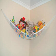 (As show, One size) Toy Storage Hammock, Large Storage Net with Hooks for Kids Room, Stuffed Animals, Soft Toys (White140 x 100 x 100cm)