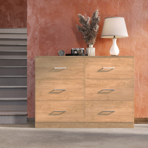 Seconique Dakota 6 Drawer Chest or Drawers Oak Effect 2