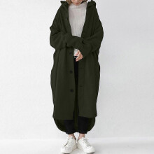 (XL, Army green) Autumn and winter women s windbreaker hooded mid-length coat