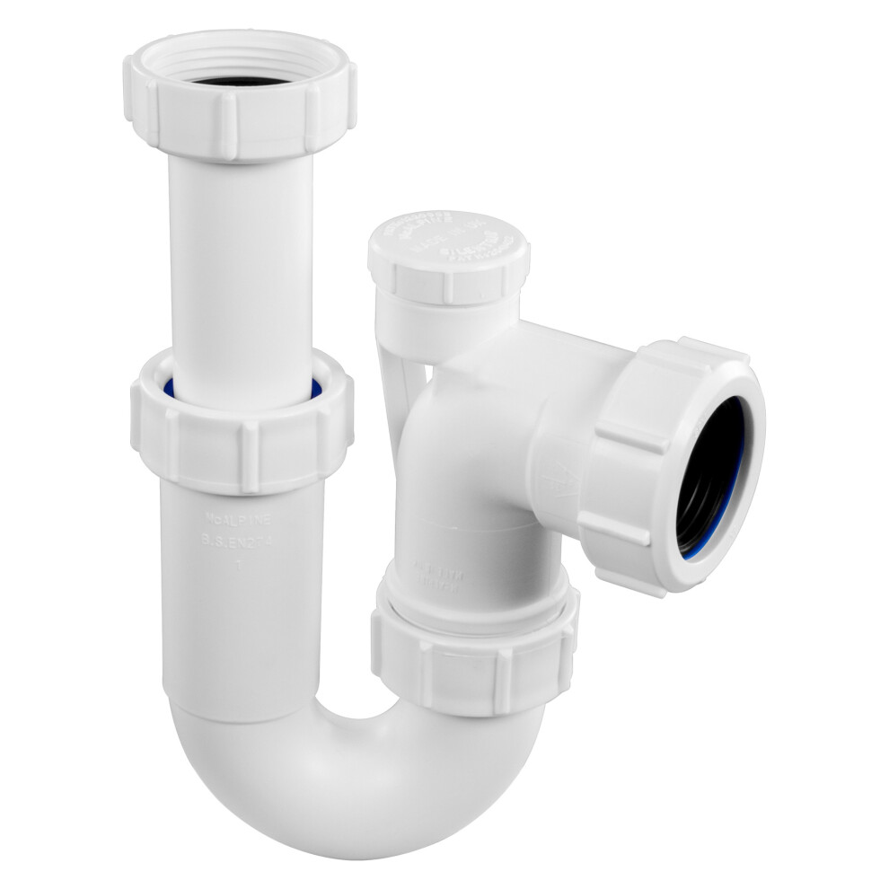 Mcalpine Asa10v-Fs 75Mm Water Seal Adjustable Inlet Tubular Swivel Anti-Syphon (Silentrap) 'P' Trap Universal Outlet Fixed Stalk 5036484087232