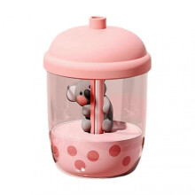 (Pink) 450ML Air Humidifier Dual Modes Quiet Large Volume Button Control Deep Moisturizing USB Charging Mini Cartoon Desktop Humidifier