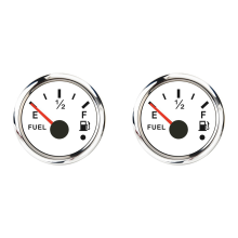 52mm Fuel Level Gauge 0-190Ohm Switchable 240-33Ohm with Alarm White