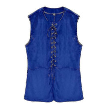 (s, red) Men Vintage Vest Medieval Lace Up Cardigan Steampunk Renaissance Gothic Style Waistcoat