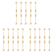 10 Pcs Stainless Steel Leaf Cake Fruit Forks Set Dessert Forks Golden