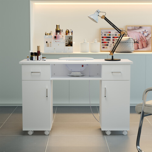 Living And Home Professional Wheeled Manicure Salon Table w/ Electric Dust Extractor 1