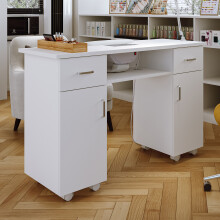 Professional Wheeled Manicure Salon Table w/ Electric Dust Extractor