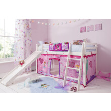 Moro Cabin Bed Midsleeper with Slide & Fairies Tent in Classic White