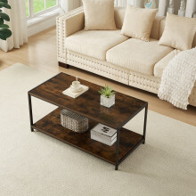 Rustic Coffee Table Brown Living Room Table with Metal Frame for Home Decor 100 X 50 X 45cm