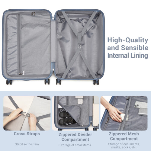 (24) 20+24+28 TSA Lock Suitcase Hard Shell ABS+PC Luggage Set 2