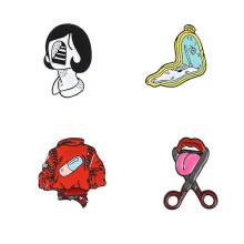 (As show, One size) 4 Pack Enamel Pins set Cute Cartoon Brooches Lapel Badge Women Clothing Bag Decor, creative brooches backpack shirts collar accessories brooches
