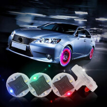(As show, One size) Car Tire Wheel Lights, 4pcs Car Wheel Tire Air Valve, Hub Lamp Cap Light with Motion Sensors Colorful LED Tire Light Gas Nozzle for Car Bike Motorcycl