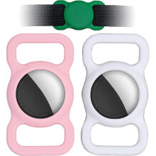 (As show, One size) Protective Case for AirTag Dog Collar Holder, 2 Pack Silicone Pet AirTag Holder Portable AirTag Case for Dog Collar Anti-lost AirTag Holder for Pets (