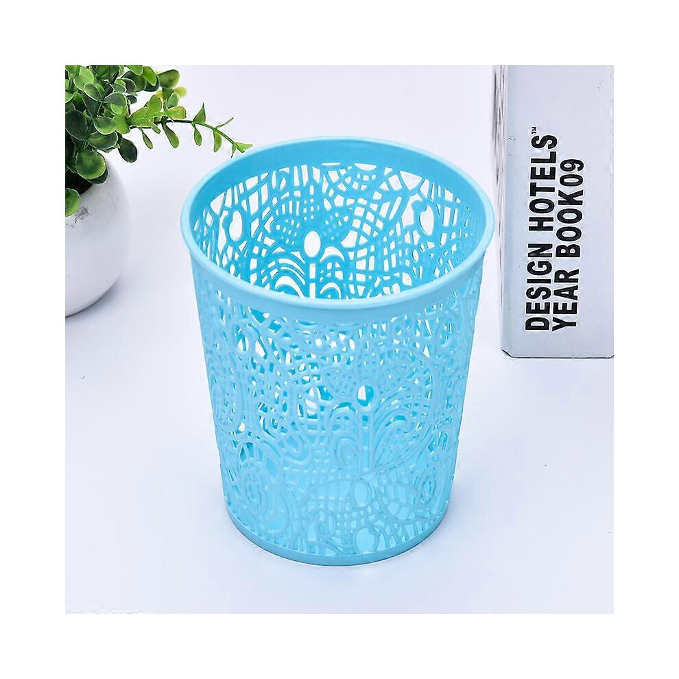 (As show, One size) 2Pcs Metal Rose Flower Hollow Pen Pencil Pot Cylinder Container Makeup Cosmetic Brushes Holder Organizer blue-image-OPC-PHPCJDC-NEW