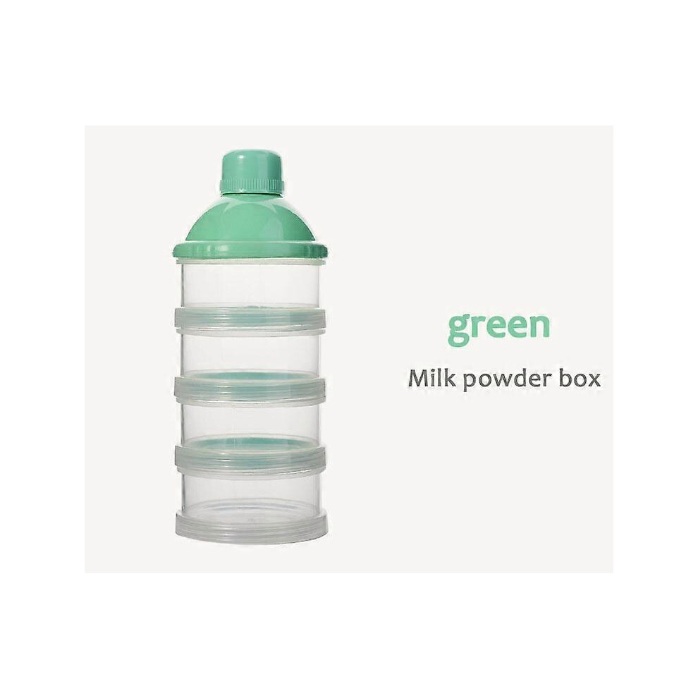 (As show, One size) Infant four-layer removable milk powder box rice powder box snack box milk powder storage box green