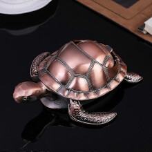 (As show, One size) Vintage Windproof Ashtray With Lid Portable Cigarette Odor Ashtray Holder For Smokers Turtle Pattern red copper