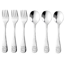 (As show, One size) 6 Piece Kids Silverware Toddler Stainless Steel Utensils Kids Cutlery Set Metal Fork and Spoon Set Kids Cutlery Set, 3 x Kids Forks, 3 x Kids Spoons