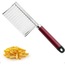 (As show, One size) Stainless Steel Potato Chipper Crinkle Slicer Wavy Blade Chips Cutter Kitchen Cooking Tool for Fries Fries Vegetable Fruit
