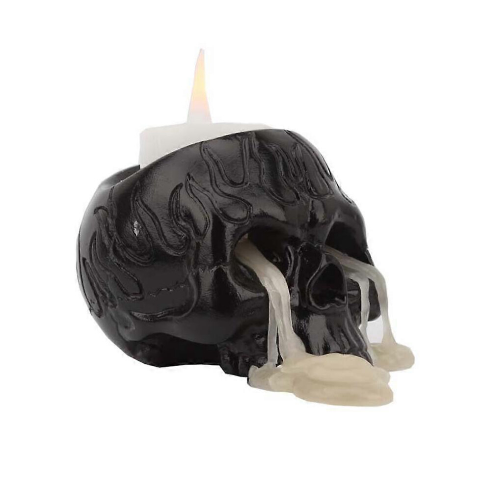 (As show, One size) Skull Candle Holder Skeleton Skull Candlestick Holder Tealight Cup Resin Candlestick Crafts for Party Halloween Christmas Spooky B